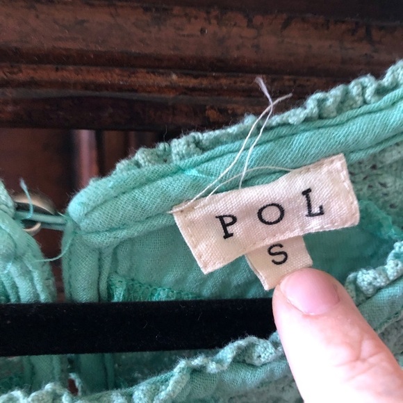 POL teal distressed gaze cotton crochet sleeveless tunic top in size S - Picture 6 of 9